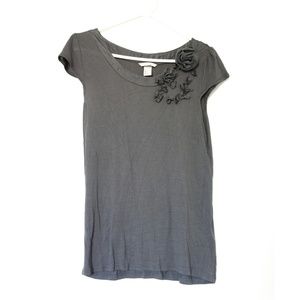 Gray Top with flower embellishment